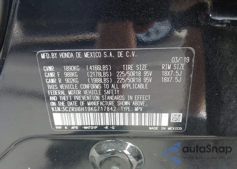 2019 Honda Hr-V Sport z USA, uszkodzony, nr VIN 3CZRU6H19KG717842